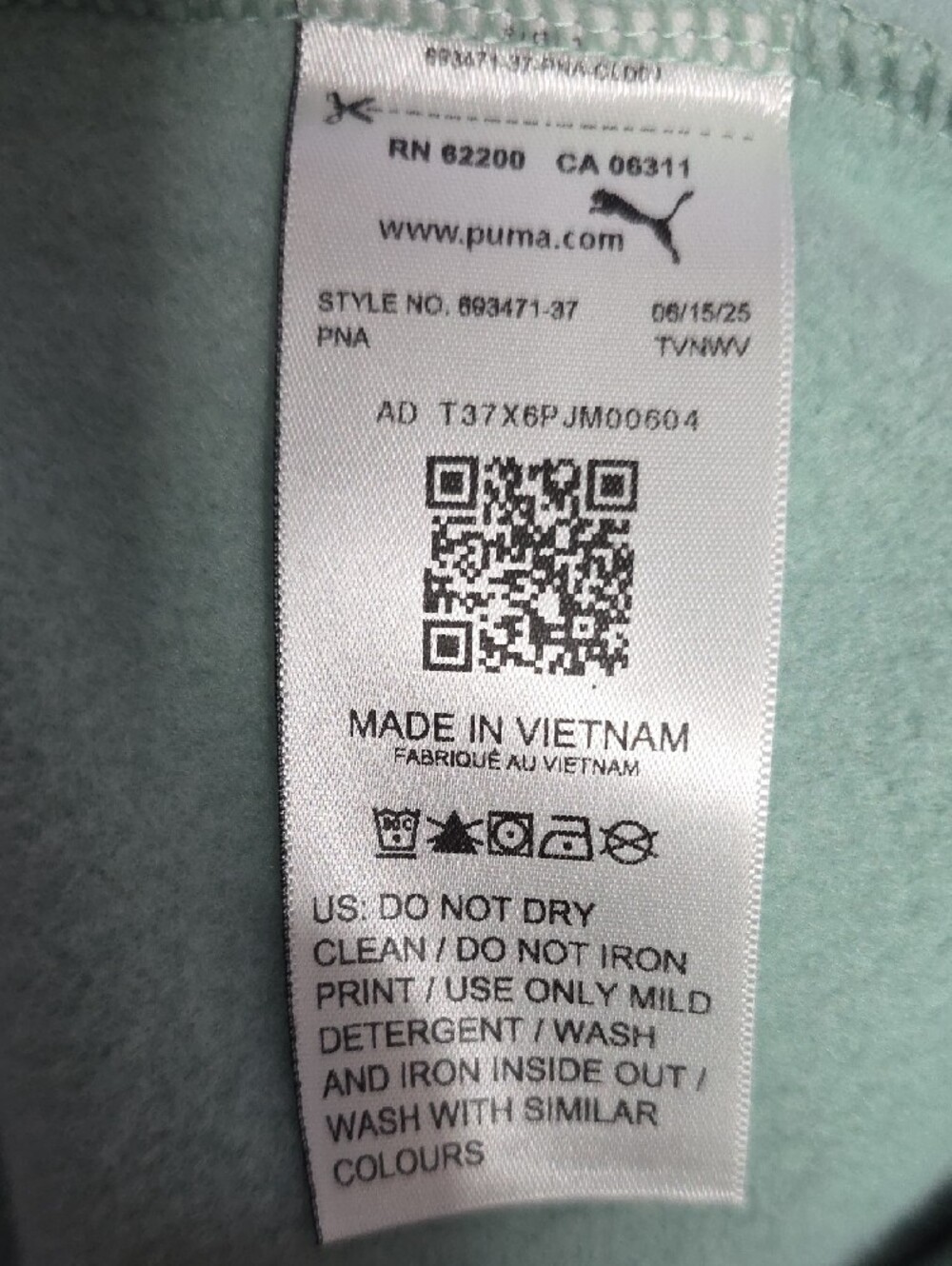 Puma Mint Green Logo Pullover Crew Neck Sweatshirt - Picture 5 of 5
